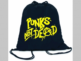 Punks not Dead  ľahké sťahovacie vrecko ( batôžtek / vak ) s čiernou šnúrkou, 100% bavlna 100 g/m2, rozmery cca. 37 x 41 cm